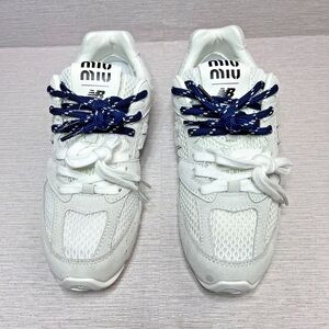 New Balance Kids White and Blue Sneakers
